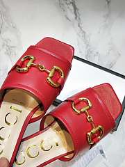 Gucci Women's slide sandal with Horsebit Red Leather - 3