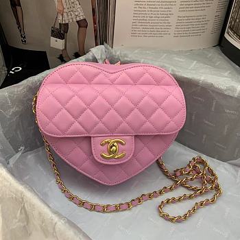 Chanel Vintage Heart Flap Bag Lambskin Pink – AS2060 - 20×17×6.5