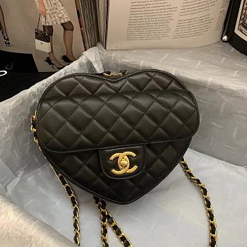 Chanel Vintage Heart Flap Bag Lambskin Black – AS2060 - 20×17×6.5