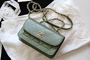 Chanel Flap Bag Lambskin Orange With Light Gold Double C Buckle Green –12×20×8cm - 1