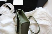 Chanel Flap Bag Lambskin Orange With Light Gold Double C Buckle Green –12×20×8cm - 2