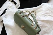 Chanel Flap Bag Lambskin Orange With Light Gold Double C Buckle Green –12×20×8cm - 3