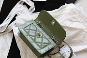 Chanel Flap Bag Lambskin Orange With Light Gold Double C Buckle Green –12×20×8cm - 5