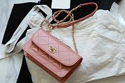 Chanel Flap Bag Lambskin Orange With Light Gold Double C Buckle Pink –12×20×8cm - 3