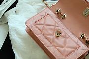 Chanel Flap Bag Lambskin Orange With Light Gold Double C Buckle Pink –12×20×8cm - 6