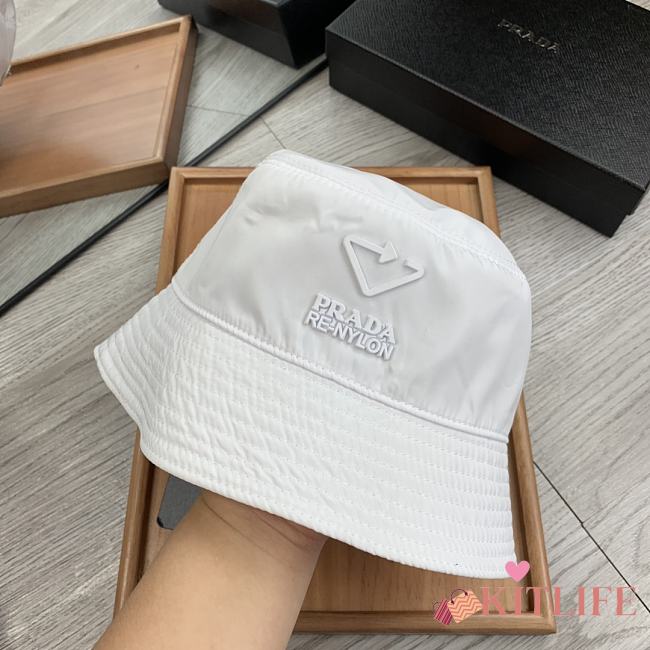 Prada Re Nylon Bucket Hat White - 1