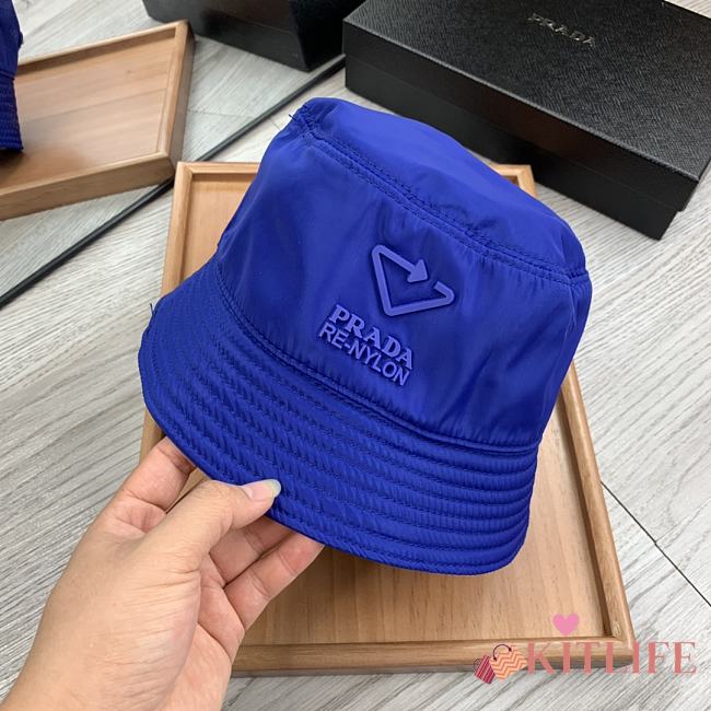 Prada Re Nylon Bucket Hat Navy Bue - 1