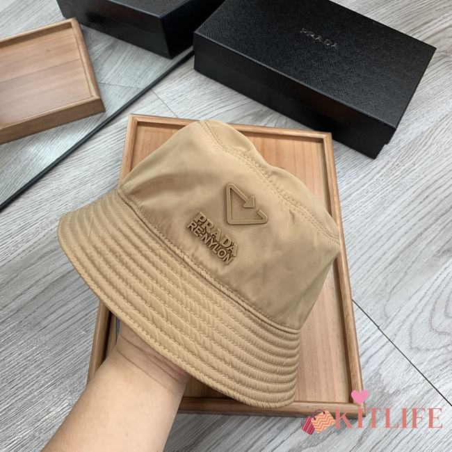 Prada Re Nylon Bucket Hat Beige - 1