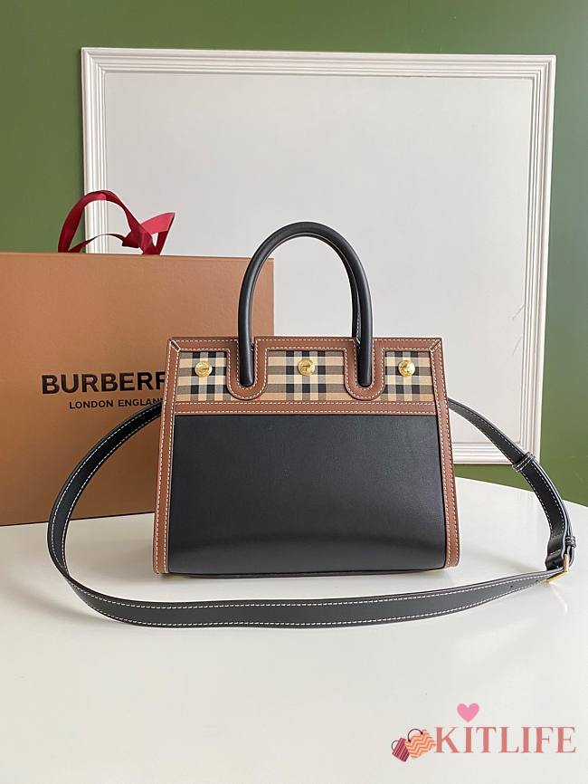  Burberry Title-Tyler Handbag Smooth Two-Tone Calfskin Leather Black - 26 X 13.5 X 20cm  - 1