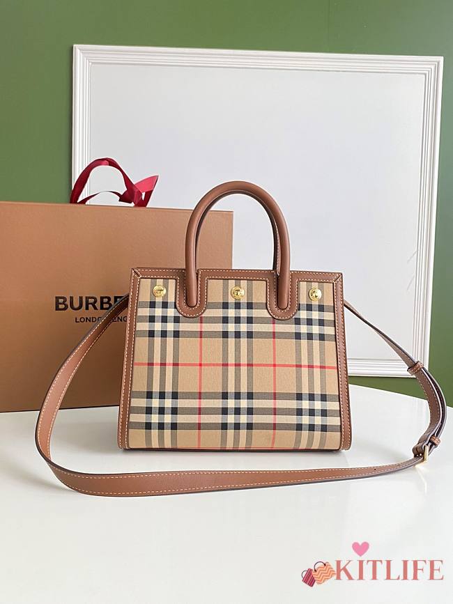 Burberry Title-Tyler Handbag Smooth Two-Tone Calfskin Leather Brown - 26 X 13.5 X 20cm - 1