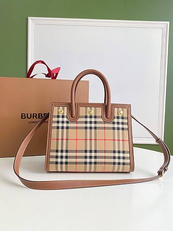 Burberry Title-Tyler Handbag Smooth Two-Tone Calfskin Leather Brown - 26 X 13.5 X 20cm