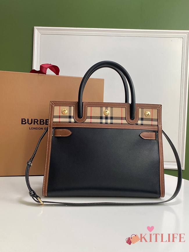 Burberry Title-Tyler Handbag Smooth Two-Tone Calfskin Leather Black - 32x15x25cm - 1