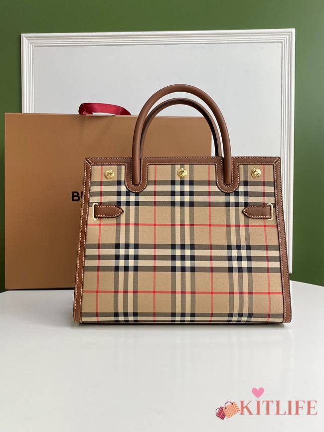 Burberry Title-Tyler Handbag Smooth Two-Tone Calfskin Leather Brown - 32x15x25cm - 1