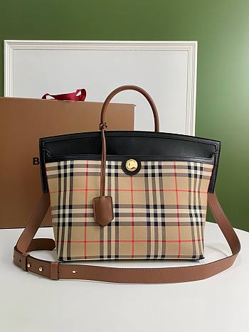 Burberry Society-Cerdy Handbag Two-Tone Leather - 36x29x28cm