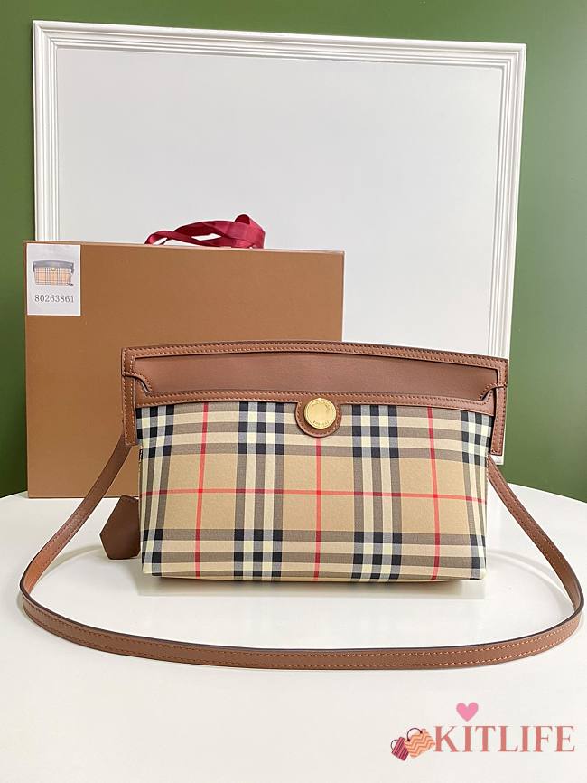 Burberry Society-Cerdy Clutch Bag Two-Tone Leather Brown - 31 x 7 x 18cm - 1