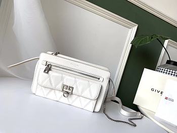 Givenchy Diamond Quilted Pocket Crossbody White Silver Hardware – 0168 - 22x13x7cm 