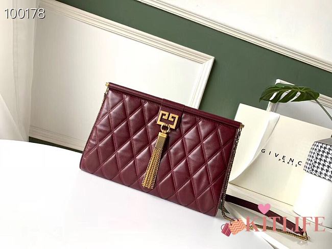 Givenchy GEM Bag In Diamond Quilted Leather Burgundy – 29921 – 28x19x3cm  - 1