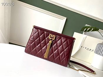 Givenchy GEM Bag In Diamond Quilted Leather Burgundy – 29921 – 28x19x3cm 