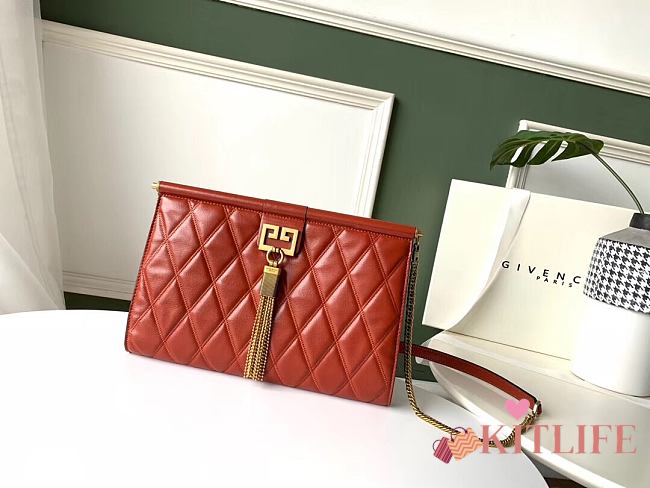 Givenchy GEM Bag In Diamond Quilted Leather Orange – 29921 – 28x19x3cm  - 1