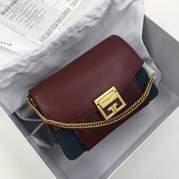 Givenchy Handbag Burgundy/Blue Gold Hardware – 22x14x8cm 