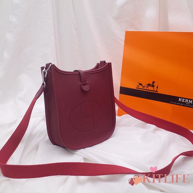 Hermes Evelyn Burgundy Hand-sewn - 17cm - 1