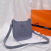 Hermes Evelyn Linen Blue Hand-sewn - 17cm - 1