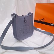 Hermes Evelyn Linen Blue Hand-sewn - 17cm - 3