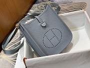 Hermes Evelyn Mini Linen Blue K Gold-plated Hardware Hand-Stitched Wax Thread All-Steel  – 980880 - 17x18x7cm - 5