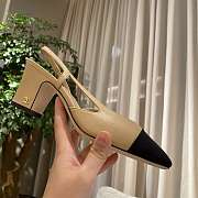  Chanel Goatskin & Grosgrain Beige & Black Slingbacks Heel - 6