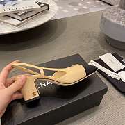  Chanel Goatskin & Grosgrain Beige & Black Slingbacks Heel - 5