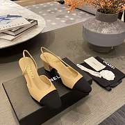  Chanel Goatskin & Grosgrain Beige & Black Slingbacks Heel - 4