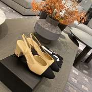  Chanel Goatskin & Grosgrain Beige & Black Slingbacks Heel - 3