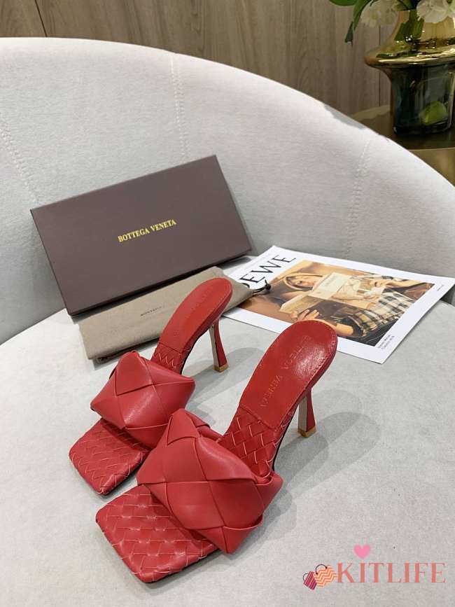 Bottega Veneta Intrecciato Mule Sandals Red  - 1