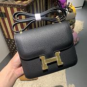 Hermes Epsom Constance In Black And Gold Hardware Semi-Handmade Wax Thread Sewing – 19cm  - 1