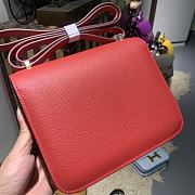 Hermes Epsom Constance In Red And Gold Hardware Semi-Handmade Wax Thread Sewing – 19cm - 3