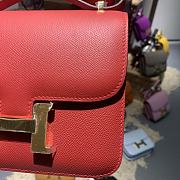 Hermes Epsom Constance In Red And Gold Hardware Semi-Handmade Wax Thread Sewing – 19cm - 2