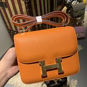 Hermes Epsom Constance In Orange And Gold Hardware Semi-Handmade Wax Thread Sewing – 19cm - 1