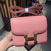 Hermes Epsom Constance In Blush Pink And Gold Hardware Semi-Handmade Wax Thread Sewing – 19cm - 1