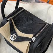 Hermes Mini Lindy Black Bag Silver Buckle – 19x12.5x9cm - 5