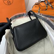 Hermes Mini Lindy Black Bag Silver Buckle – 19x12.5x9cm - 4