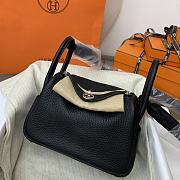 Hermes Mini Lindy Black Bag Silver Buckle – 19x12.5x9cm - 3