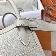 Hermes Mini Lindy White Bag Silver Buckle – 19x12.5x9cm - 6