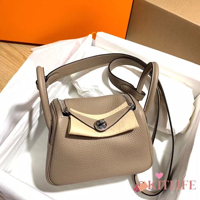 Hermes Mini Lindy Gray Bag Silver Buckle – 19x12.5x9cm - 1