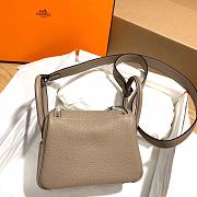 Hermes Mini Lindy Gray Bag Silver Buckle – 19x12.5x9cm - 6