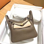 Hermes Mini Lindy Elephant Grey Bag Gold Buckle – 19x12.5x9cm - 1