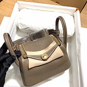 Hermes Mini Lindy Elephant Grey Bag Gold Buckle – 19x12.5x9cm - 5