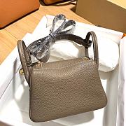 Hermes Mini Lindy Elephant Grey Bag Gold Buckle – 19x12.5x9cm - 2