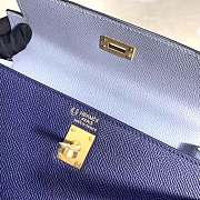 Hermes Kelly Epsom Leather Sapphire Blue/Linen Blue Brushed Gold Buckle, Hand-Sewn With Wax Thread - 25cm - 5