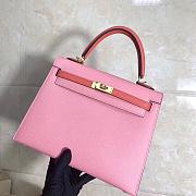 Hermes Kelly Epsom Leather Peach Powder Brushed Gold Buckle, Hand-Sewn With Wax Thread - 25cm - 1