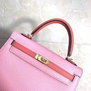 Hermes Kelly Epsom Leather Peach Powder Brushed Gold Buckle, Hand-Sewn With Wax Thread - 25cm - 2